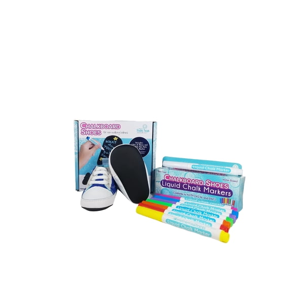 Baby Says Chalkboard Shoes for Infants - Unisex Blue Sneakers - 0-3 Months