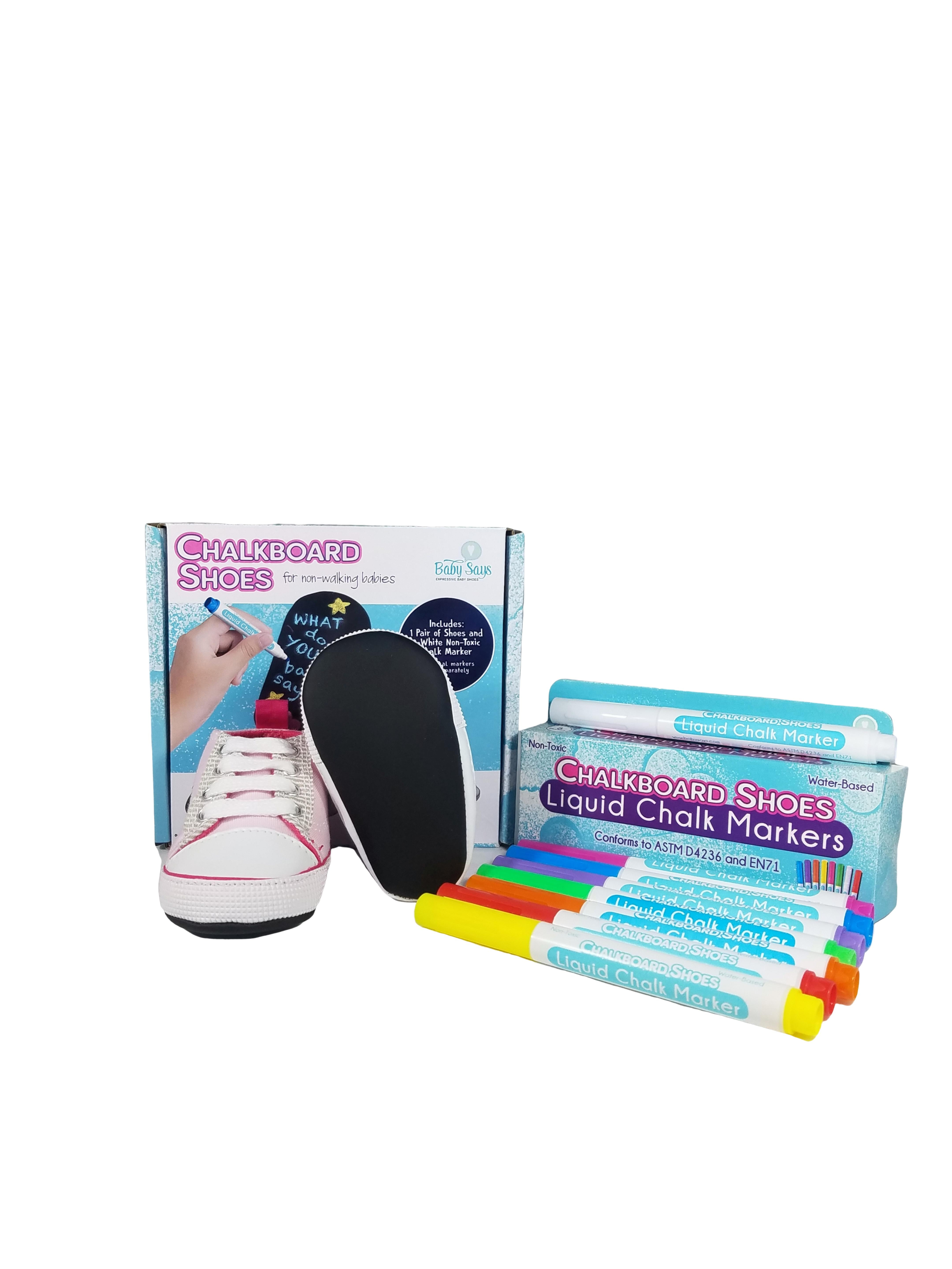 Baby Says Chalkboard Shoes for Infants - Unisex Pink Sneakers - 3-6 Months