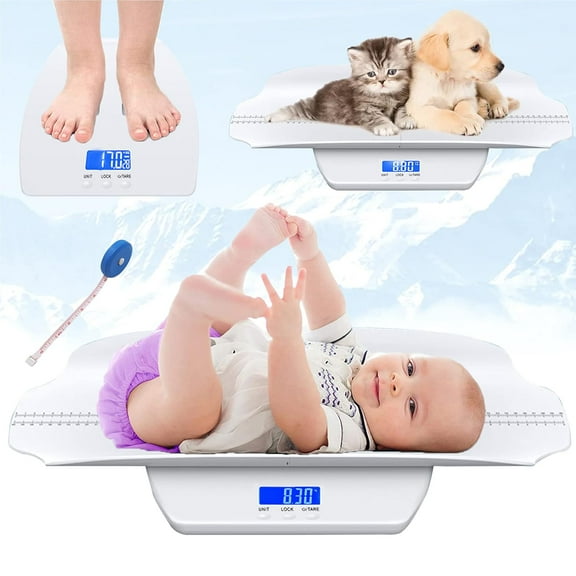 Baby Scale, Pet Scale, Multi-Function Toddler Scale, Digital Baby Scale, Blue Backlight, Weight and Height Track