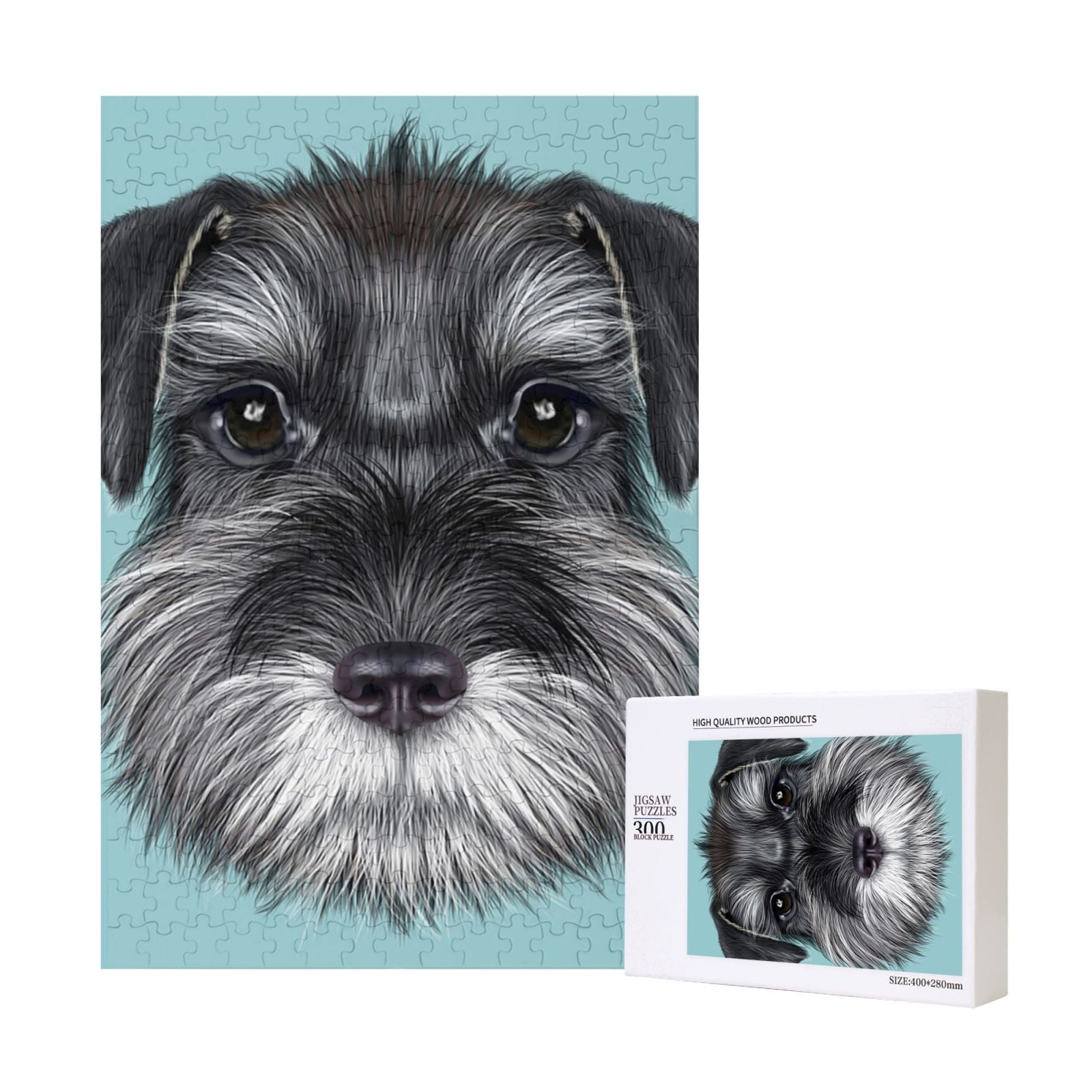 Baby Schnauzer On Blue 300 Pieces Jigsaw Puzzles Wooden Jigsaw Toy
