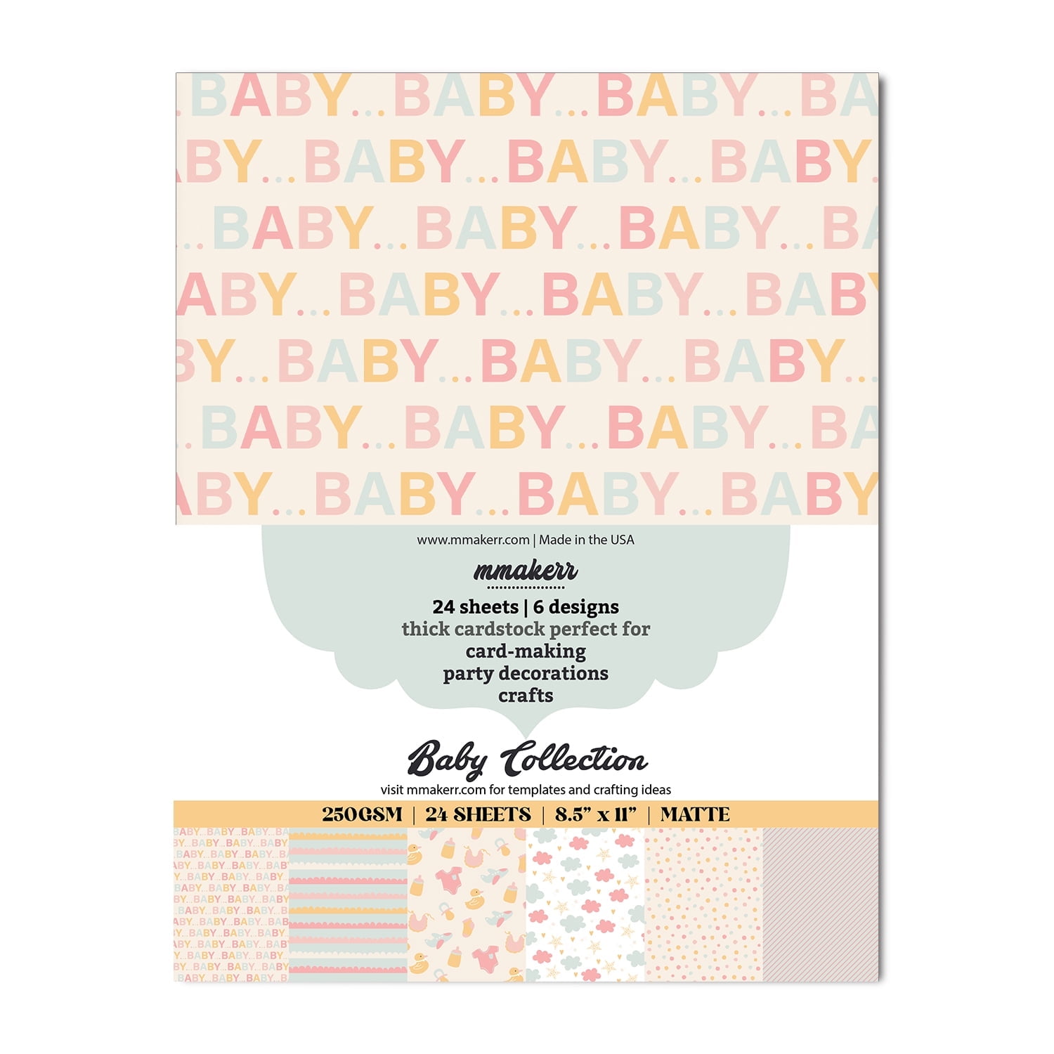 Baby Scrapbook Cardstock Paper Gender Neutral 93lb New 24 Sheets Pastel Colors Premium Cricut Paper
