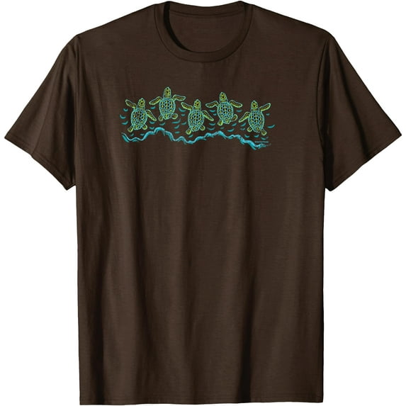 Baby Sea Turtles Vintage Beach Tee Unisex T-Shirt for Men Women Kids Toddler,Dark Chocolate Color,Size 5/6