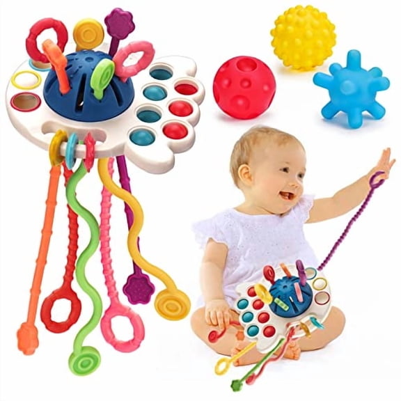 Baby Sensory Montessori Toys for 6-12-18 Months Sensory Balls Pull String Toys for Babies 0-6 Months