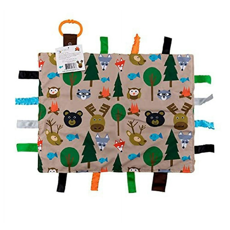 Baby Sensory Security Teething Closed Ribbon Tag Lovey Blanket with Minky Dot Fabric 14 X18 Forest Walmart