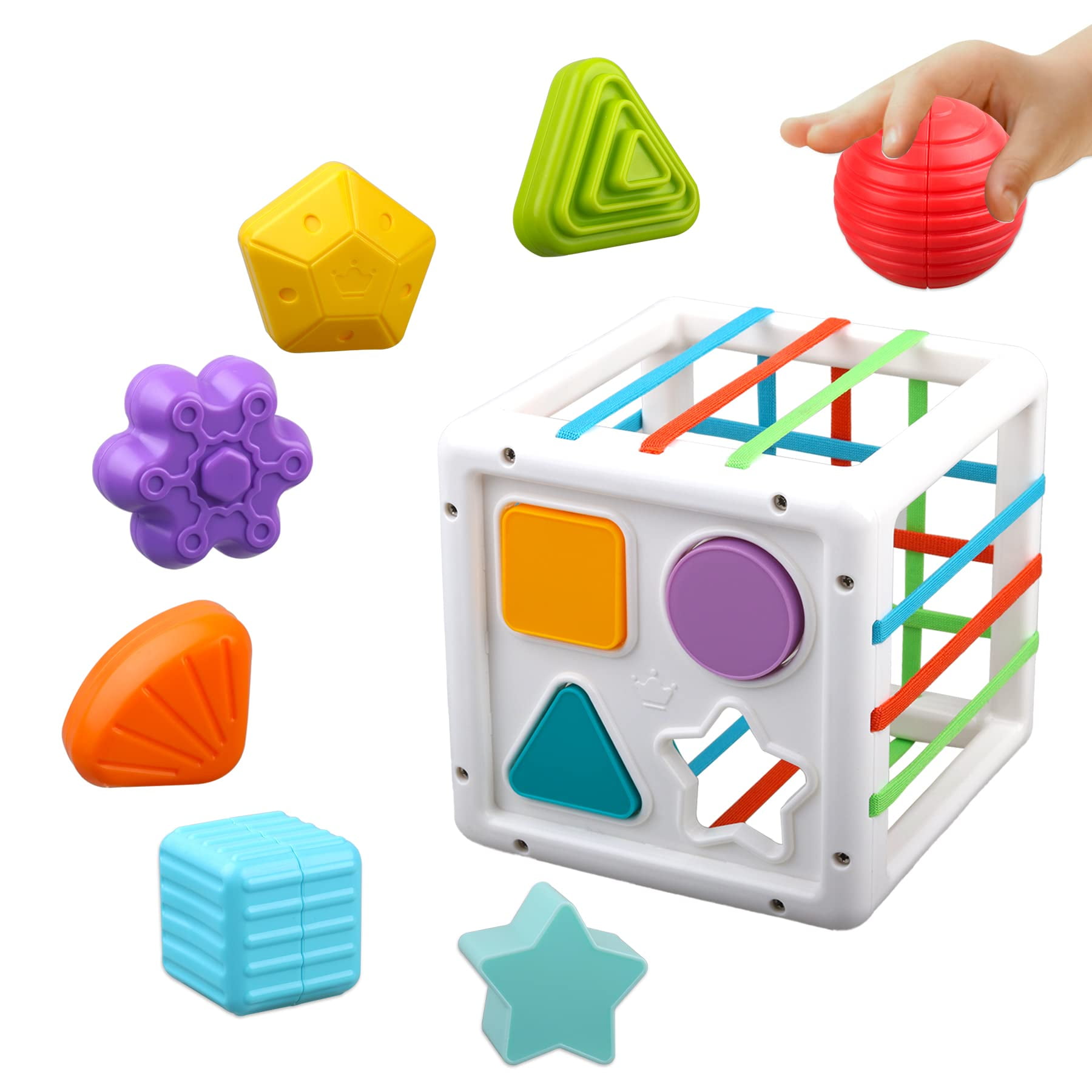Baby Sensory Shape Sorter Blocks Toy Activity Center Cube Bin