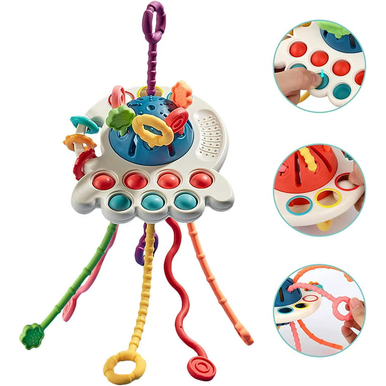 Montessori Baby Travel Toys for 1 year old, UFO Pull String Sensory  Activity Baby Busy Toy 6 to 12 Months, Toddler Travel Toy, Car Seat Toys  for