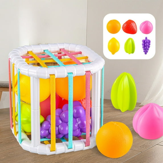 Baby Shape Sorter Toy,Elastic String Sorting Activity,Fine Motor Skills Learning Toy,Color And Shape Recognition Game,Sensory Play Educational Toy Early Development Toy,Interactive Learning Game