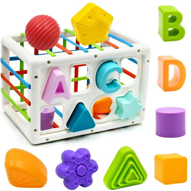 Baby Shape Sorter Toys 6 12 18 24 Months, Montessori Sensory Toy for