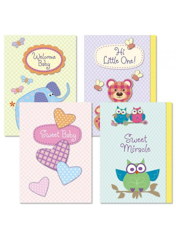 Baby Shapes New Baby Congratulations Cards - Set of 8 (1 design), Large 5" x 7" Baby Shower, Newborn Congrats Sentiments Inside, White Envelopes