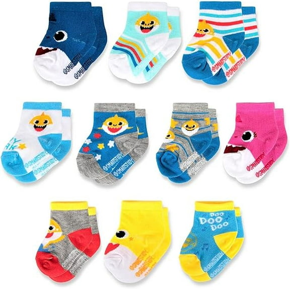 Baby Shark 10 Pack Sock Set, Age: 0-6M