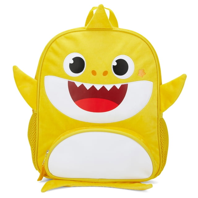 Baby Shark 12" Backpack for Girls & Boys, Plush with 3D Fins