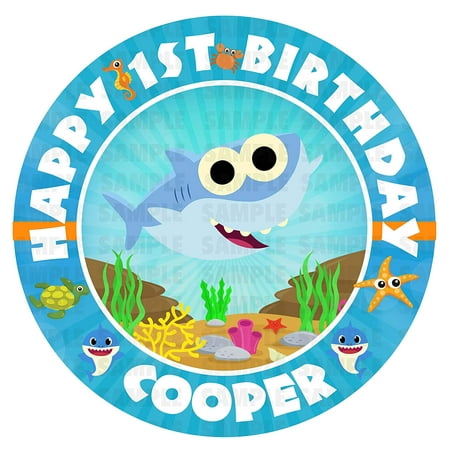 Baby Shark 2 Edible Cake Image Topper Personalized Picture 8 Inches Round