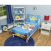 Baby Shark 4-Piece Toddler Bedding Set, Toddler Bed, Blue, Boy or Girl