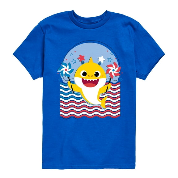 Baby Shark - American Flag - Toddler Short Sleeve T-Shirt