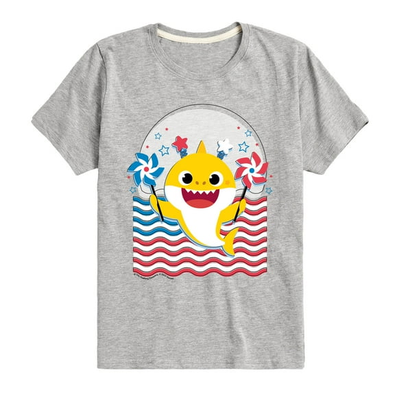 Baby Shark - American Flag - Toddler Short Sleeve T-Shirt