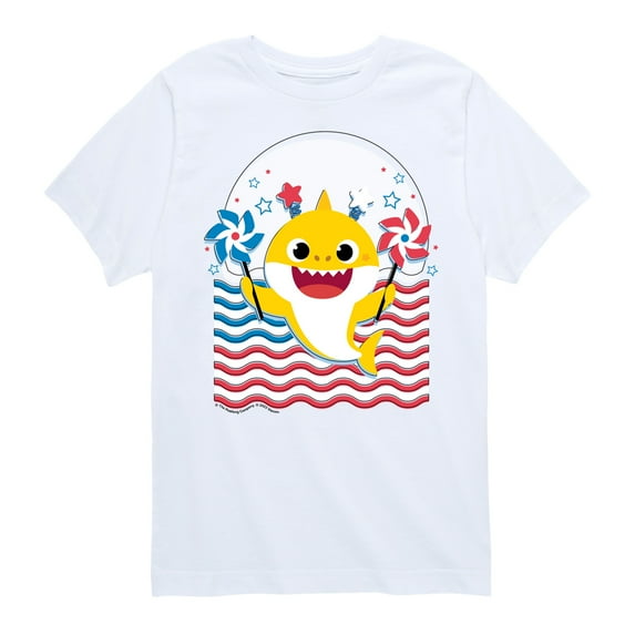 Baby Shark - American Flag - Toddler Short Sleeve T-Shirt