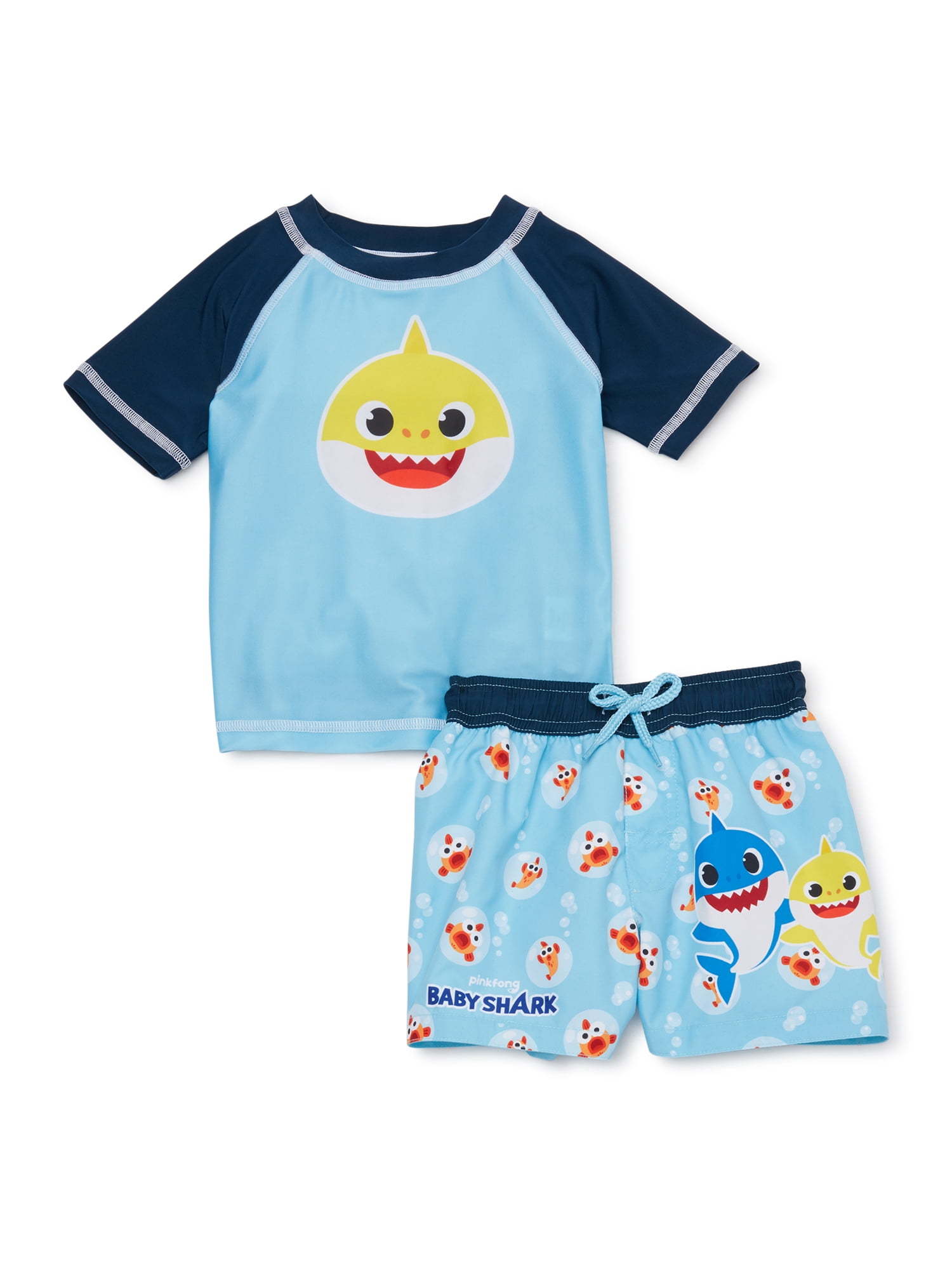 Baby Shark Baby Boy Rashguard & Swim Trunks, 2pc Set