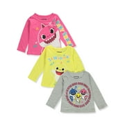 BABY SHARK Baby Girls' 3-Pack Long-Sleeved T-Shirts - multi, 12 months (Infant)