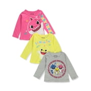 Baby Shark Baby Girls 3-Pack Long-Sleeved T-Shirts - multi, 12 months Infant