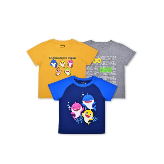 Baby Shark Baby Boy & Toddler Boy Short-Sleeve T-Shirts Multipack, 3-Pack, 12M-5T