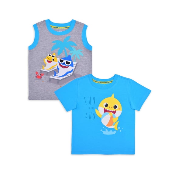 Baby Shark Baby and Toddler Boy T-Shirt and Tank Multipack, 2-Pack, Sizes 12M-5T