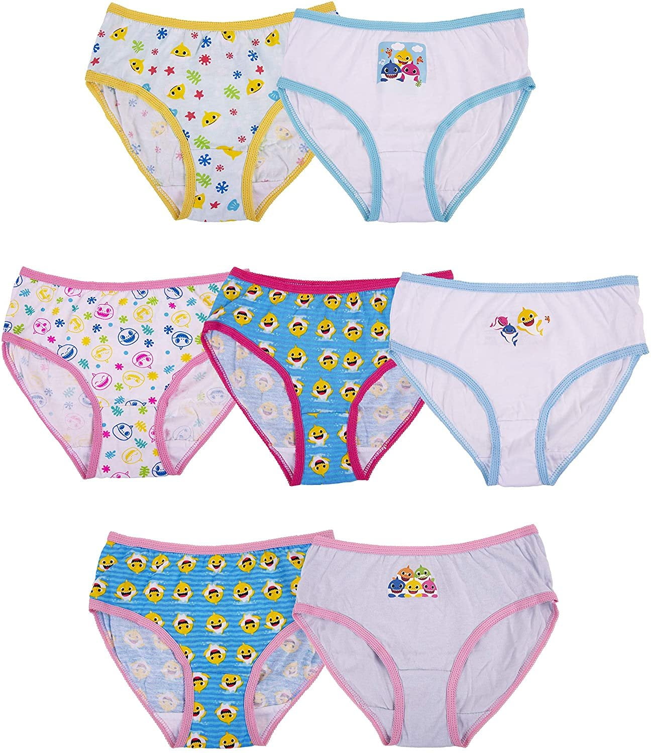 Baby Shark Big Girls Underwear Multipacks, Shark7pk, 8 