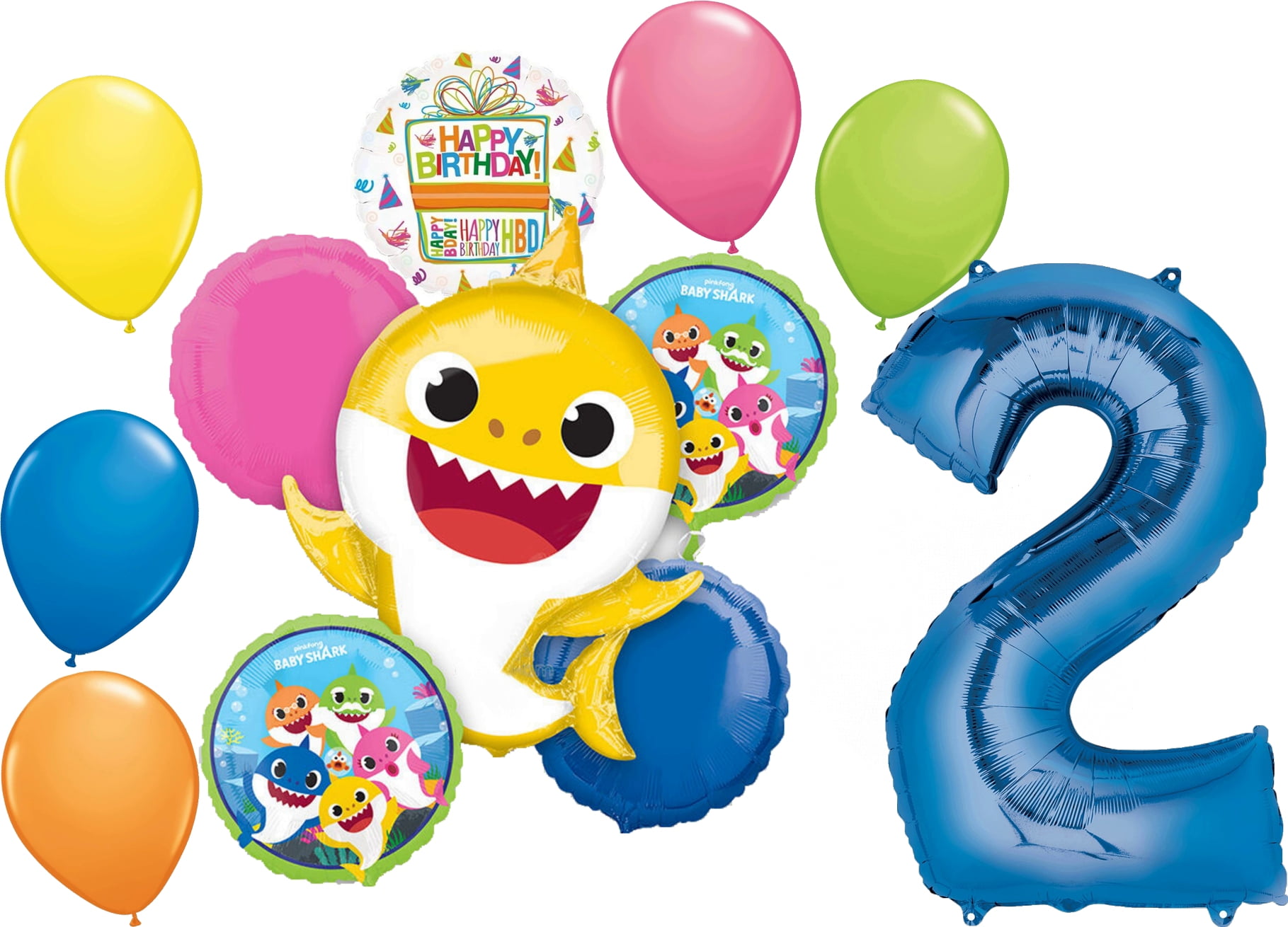 Baby Shark Boy 2nd Birthday Party Supplies Balloon Bouquet Decorations