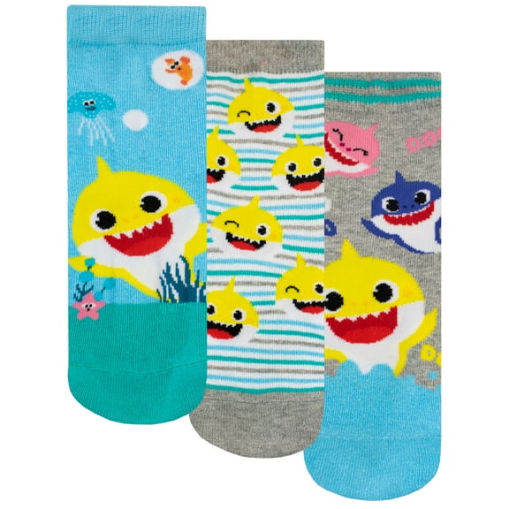 Baby Shark Boys Socks Pack of 3 Sizes Kids 4 - Adults 6