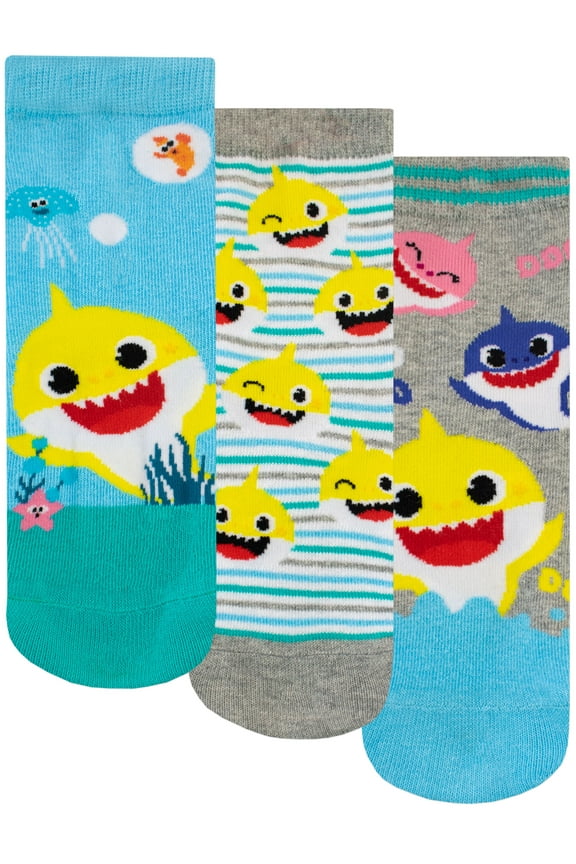 Baby Shark Boys Socks Pack of 3 Sizes Kids 4 - Adults 6
