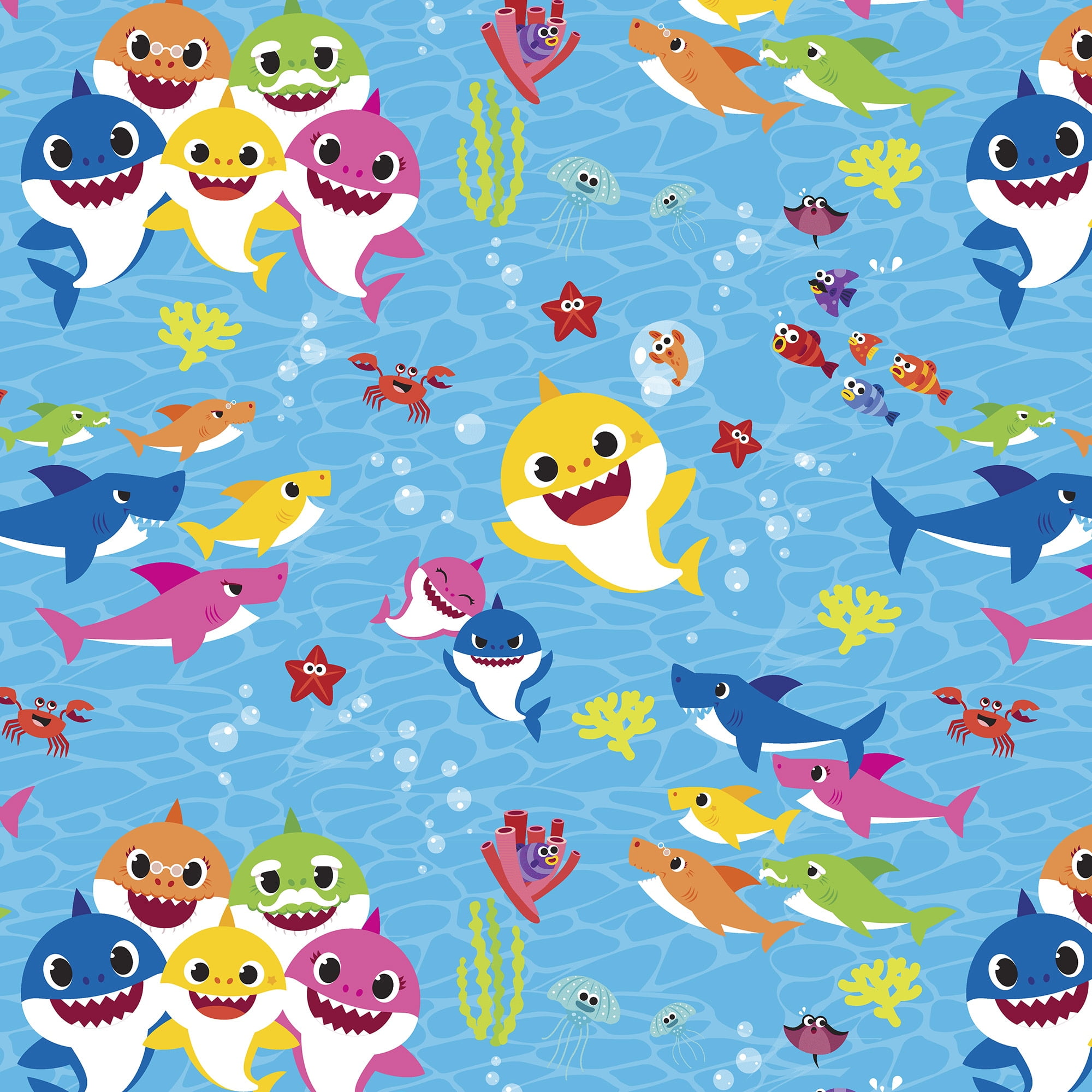 Baby Shark By Nickelodeon Presented By David Textiles Inc. 44 100% Cotton  Fun In The Ocean Sewing & Craft Fabric Fabric By The Yard, Multi-Color 