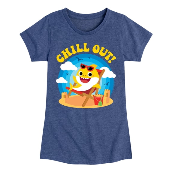Baby Shark - Chill Out Girls' Fitted Short Sleeve Graphic T-Shirt
