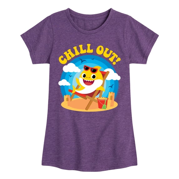 Baby Shark - Chill Out Girls' Fitted Short Sleeve Graphic T-Shirt