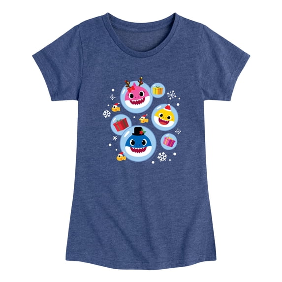 Baby Shark - Christmas Family Bubbles - Toddler Girls Fitted Short Sleeve T-Shirt