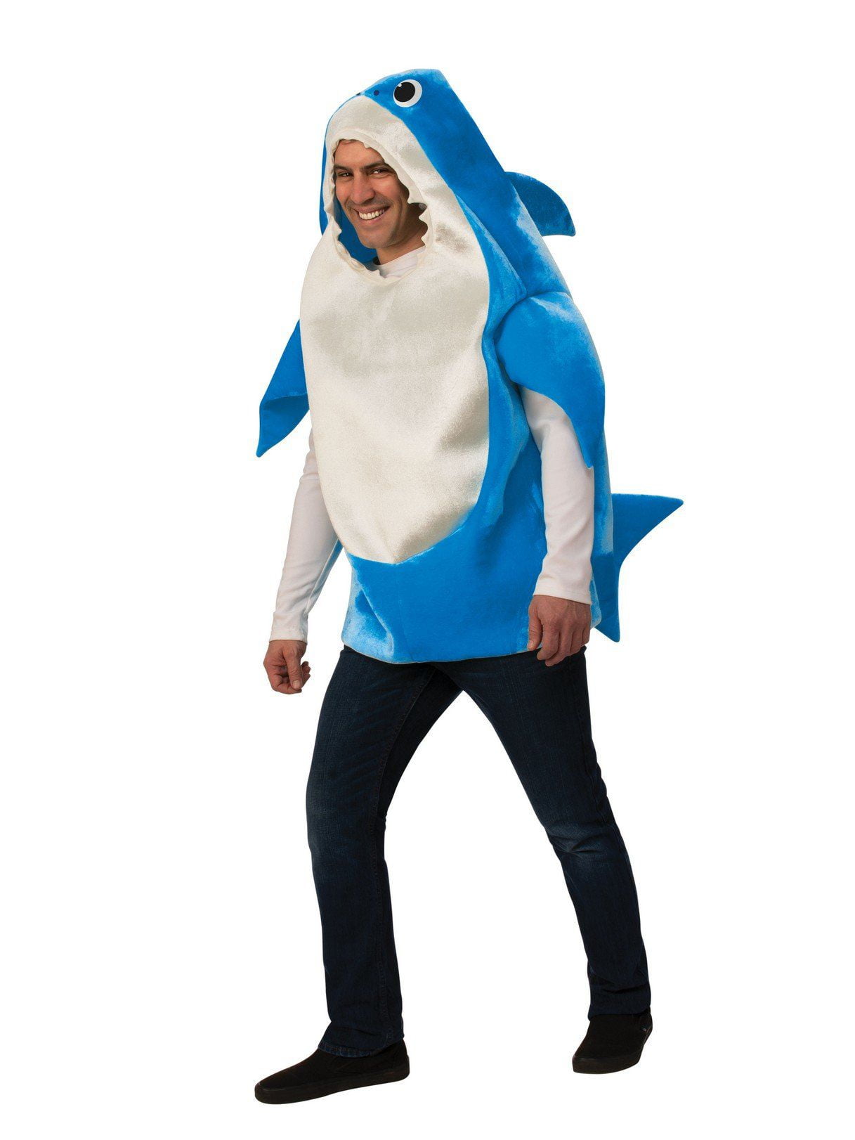 Source Blue adult shark mascot costume, large size plush shark