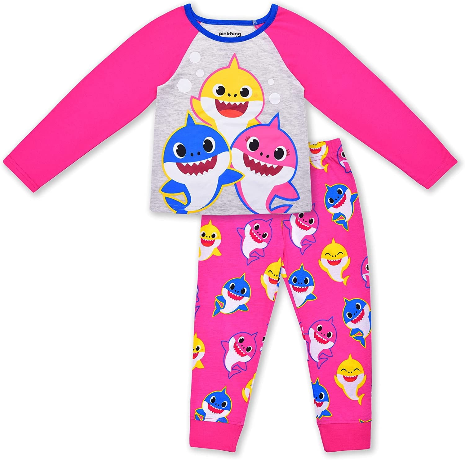 Baby Shark, Daddy Shark and Mommy Shark Girls 2 Piece Long Sleeve Tee and Jogger Set (Loungewear Style), Infant