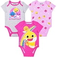 thumbnail image 1 of Baby Shark, Daddy Shark and Mommy Shark Girls 3 Pack Character Onesie, Newborn, 1 of 7