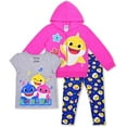 thumbnail image 1 of Baby Shark, Daddy Shark and Mommy Shark Girls 3 Piece Hoodie Short Sleeve and Legging Set, 4-6X, 1 of 7