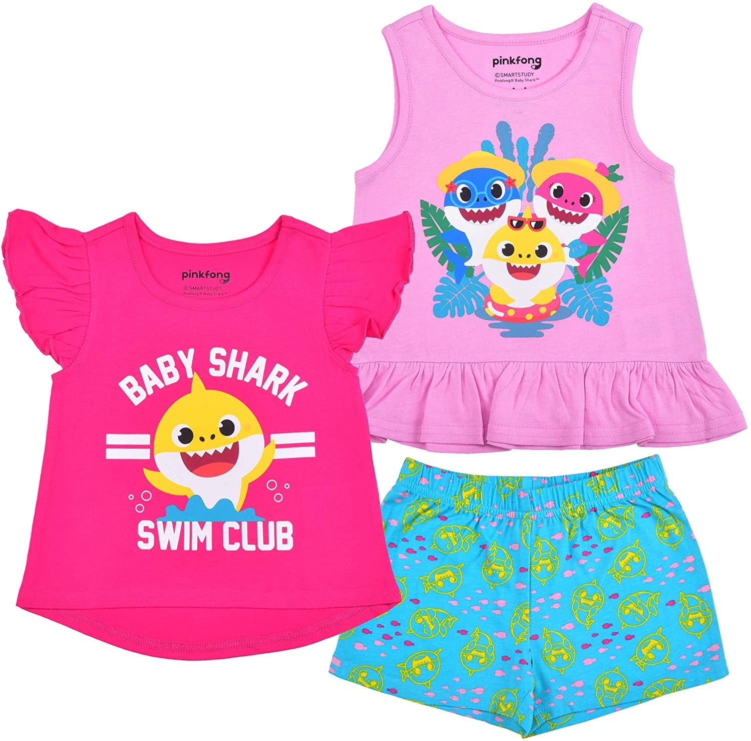 Baby Shark Daddy Shark and Mommy Shark Girls 3 Piece Hoodie Short Sleeve and Legging Set Infant Walmart Business Supplies
