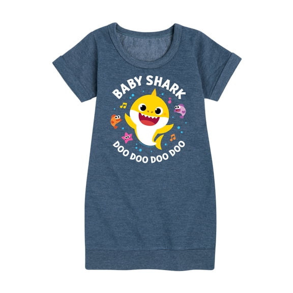 Baby Shark - Baby Shark Doo Doo Doo Doo Girls' Graphic Short Sleeve Fleece Dress