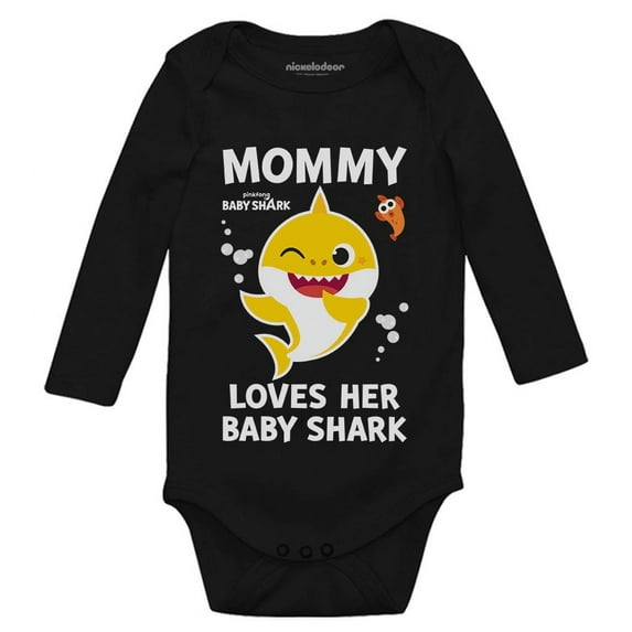 Baby Shark Doo Doo Doo Outfit 1st Mothers Day Baby Boy Girl Long Sleeve Bodysuit Loves Baby Shark Black 12M (6-12M)