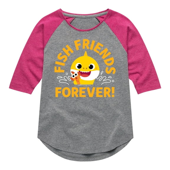 Baby Shark - Fish Friends Forever - Toddler And Youth Girls Raglan Graphic T-Shirt