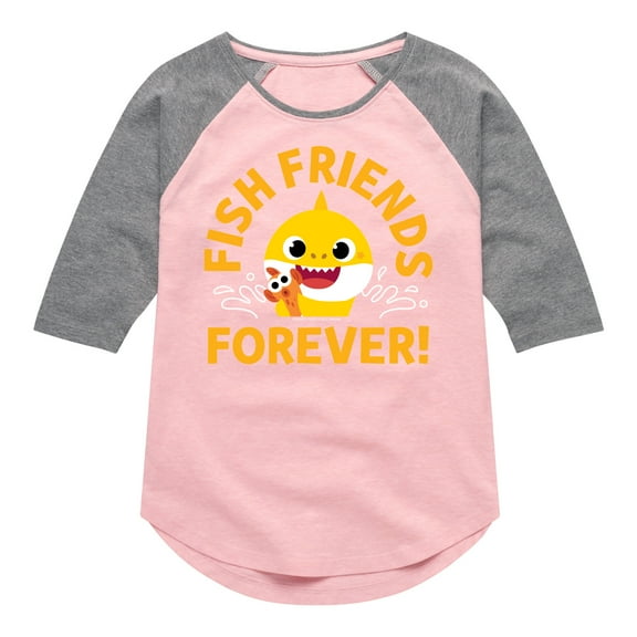Baby Shark - Fish Friends Forever - Toddler And Youth Girls Raglan Graphic T-Shirt