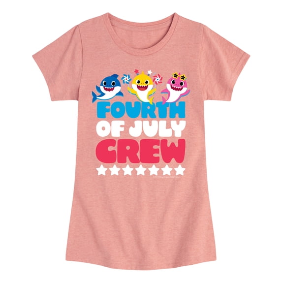Baby Shark - Fourth Of July Crew Girls' Fitted Short Sleeve Graphic T-Shirt