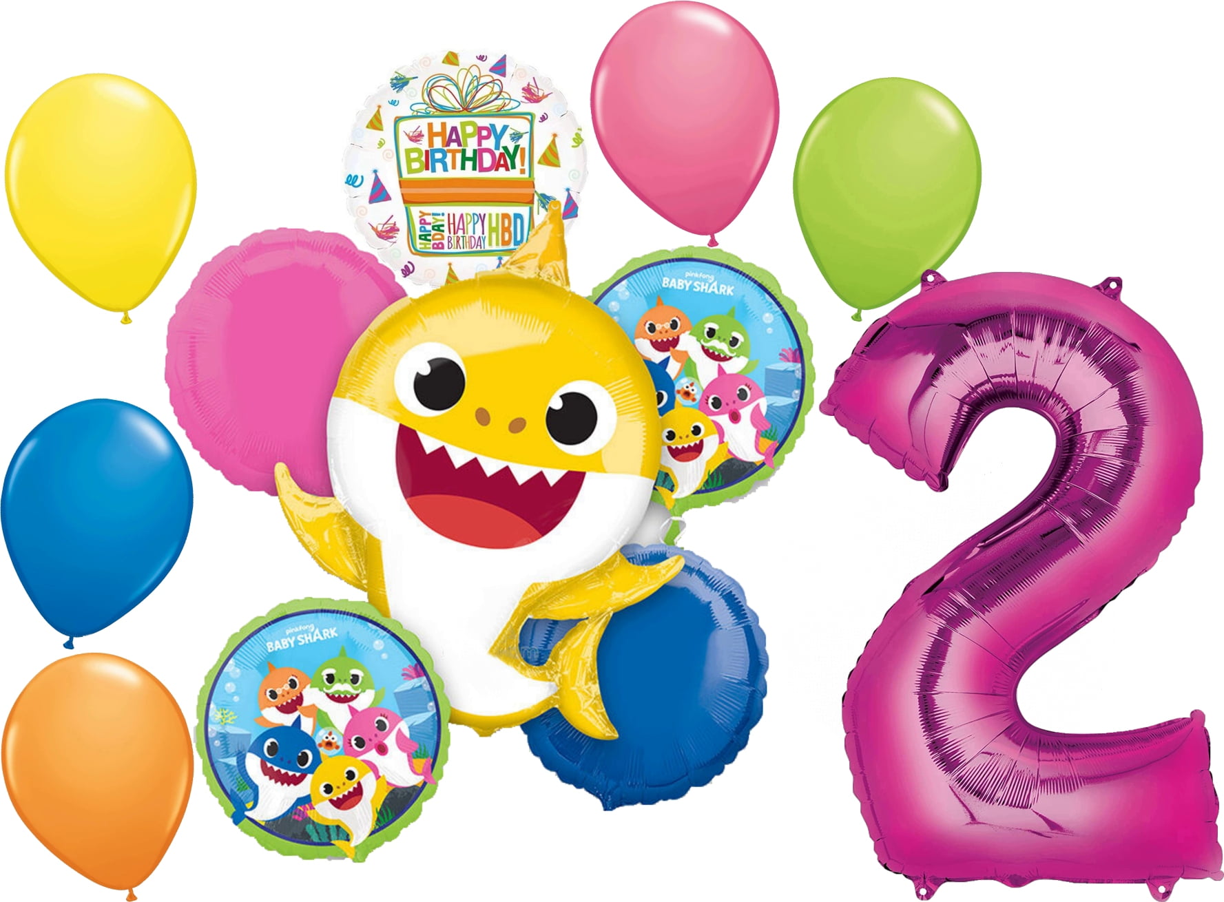 Baby Shark Girl 2nd Birthday Party Supplies Balloon Bouquet Decorations