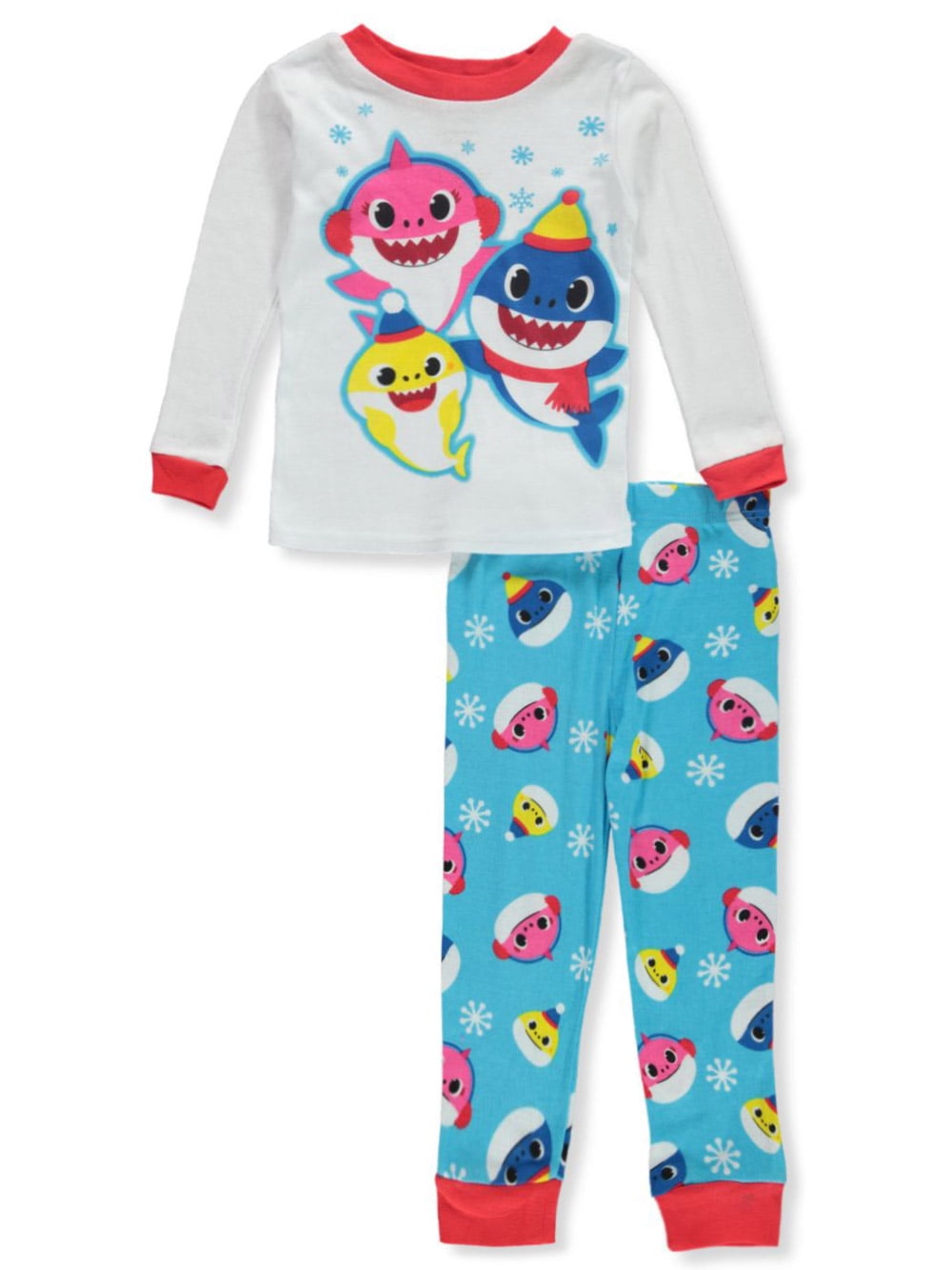 Baby Shark Brandclub Baby Shark Girls 2 Piece Christmas Pajamas Set white multi 2t Toddler