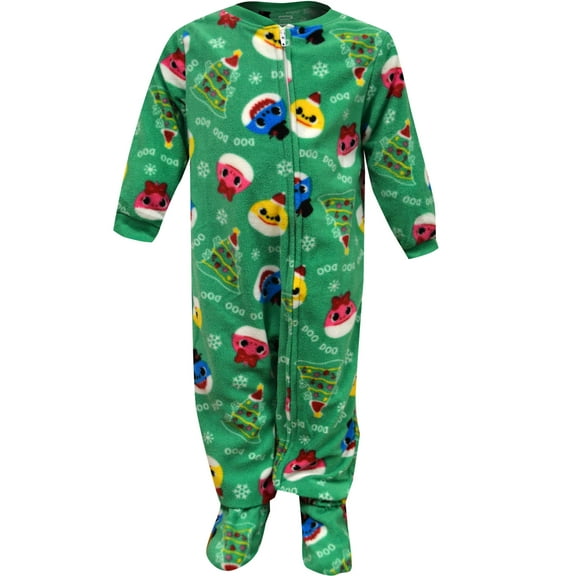 Baby Shark Girls Baby Shark Holiday Infant Blanket Sleeper Footie Pajama