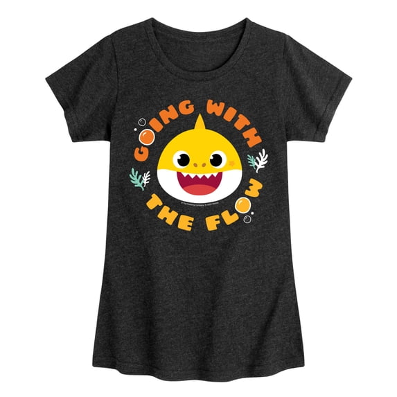 Baby Shark - Going With The Flow Girls' Fitted Short Sleeve Graphic T-Shirt