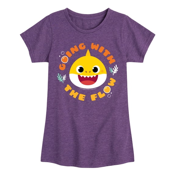 Baby Shark - Going With The Flow Girls' Fitted Short Sleeve Graphic T-Shirt