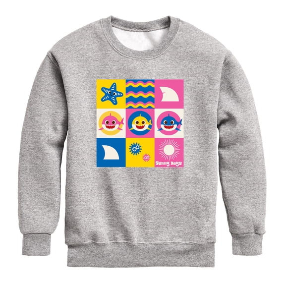 Baby Shark - Grid - Toddler Boys Fleece Crew Sweatshirt