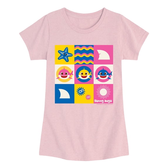 Baby Shark - Grid Toddler Girls' Toddler Short Sleeve Graphic T-Shirt